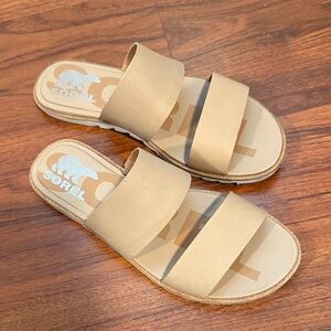 Sorel Tan Double Strap Slides